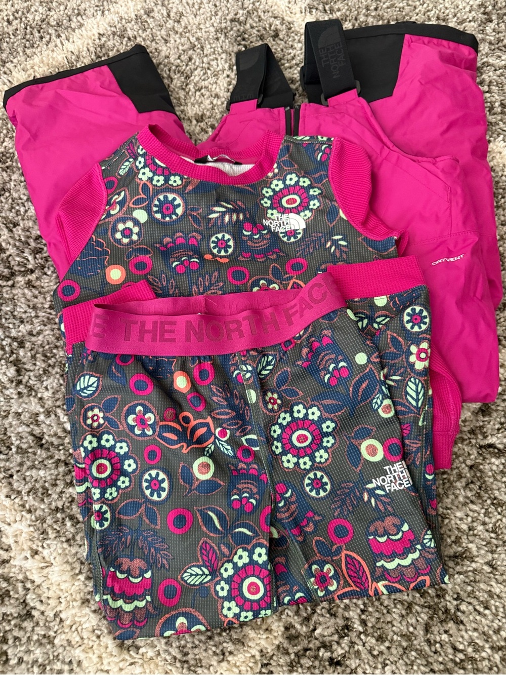 The North Face Girls' Hot Pink Floral Print snow gear